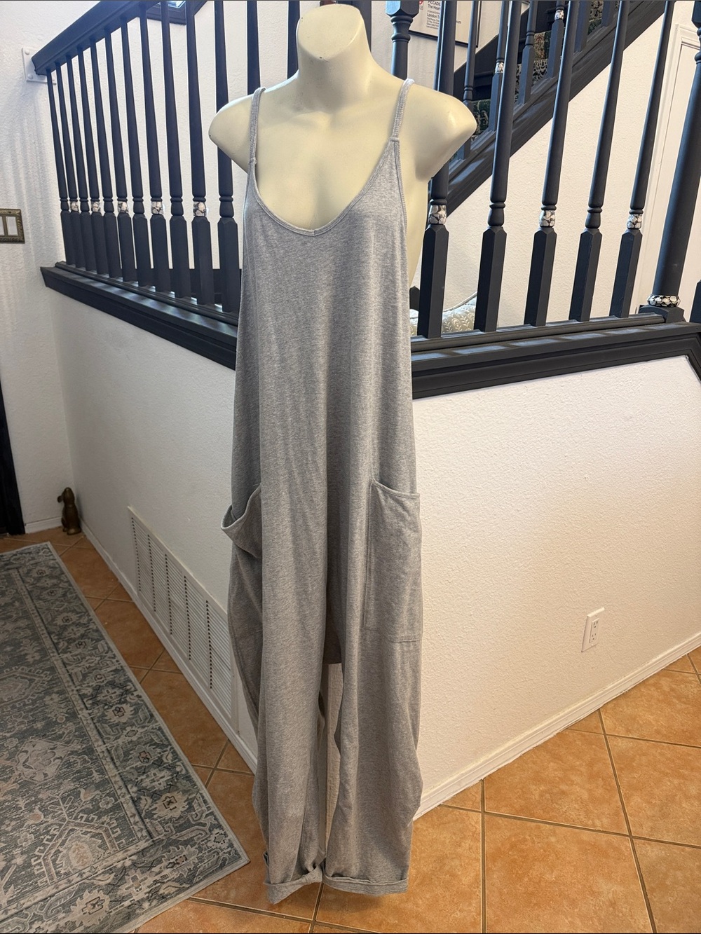 Free People Movement Gray Sleeveless Jumpsuit